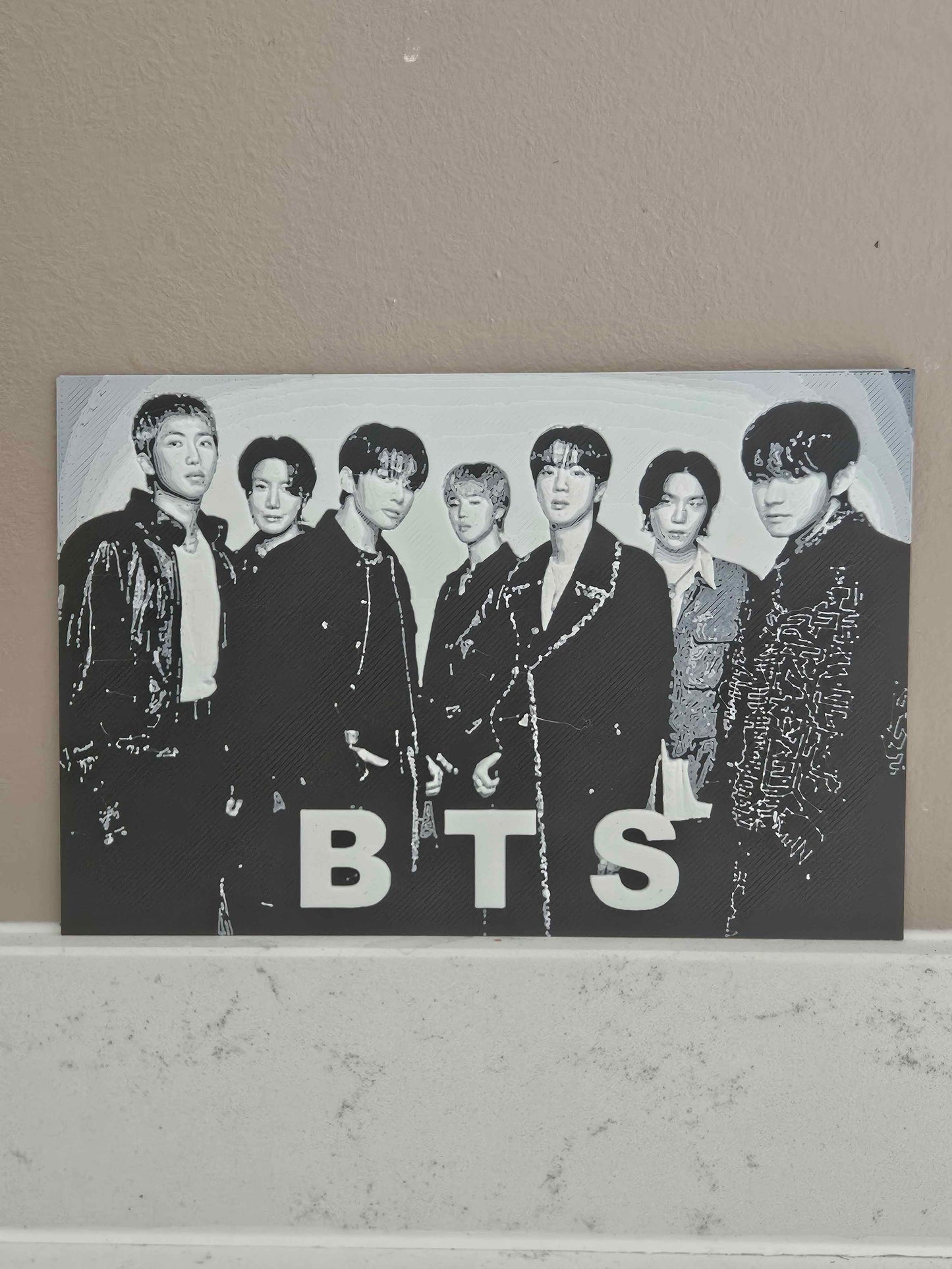 Photo Relief BTS - Portrait Groupe K-Pop