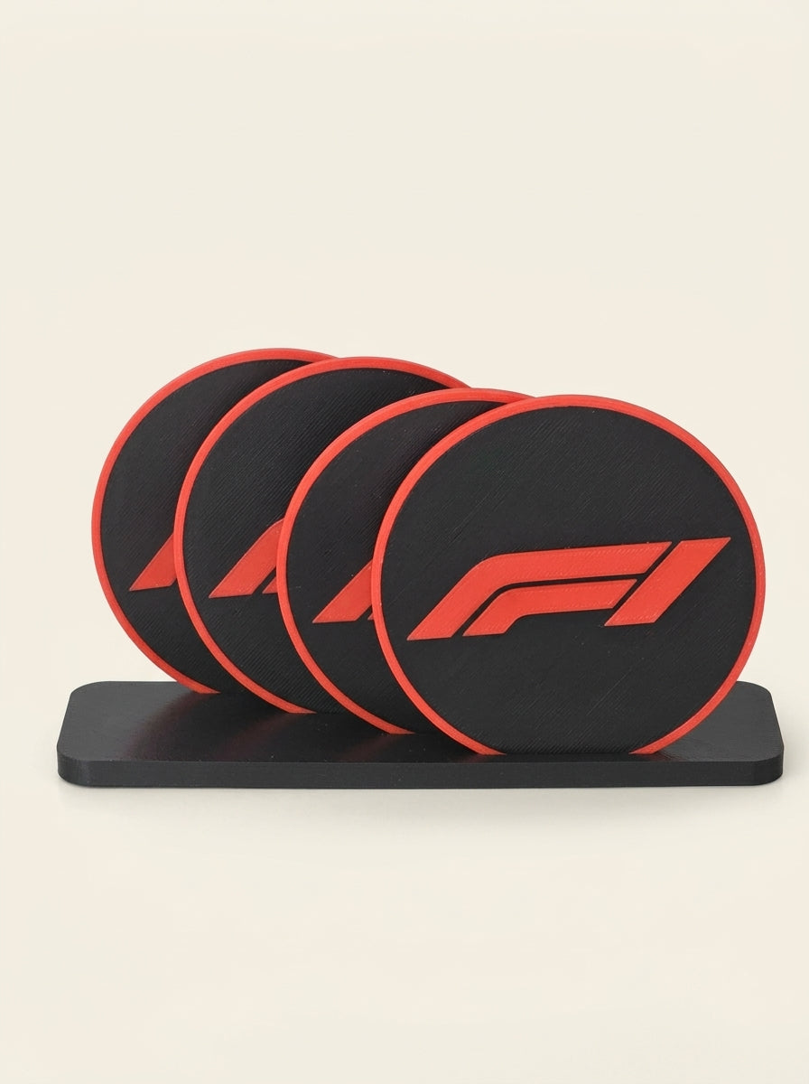 Set de 4 sous-verres F1 avec support
