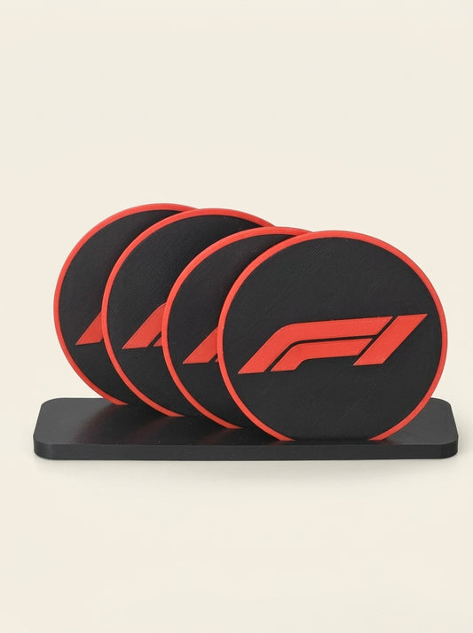 Set de 4 sous-verres F1 avec support