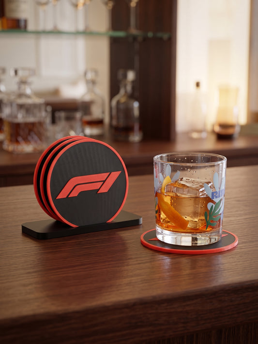 Set de 4 sous-verres F1 avec support