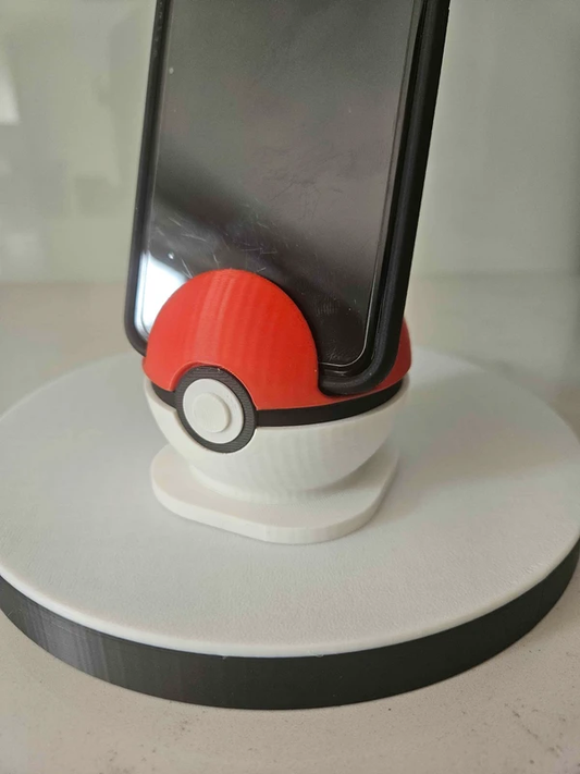 Support Téléphone Design Sphère Rouge et Blanche – Décoration Bureau Geek