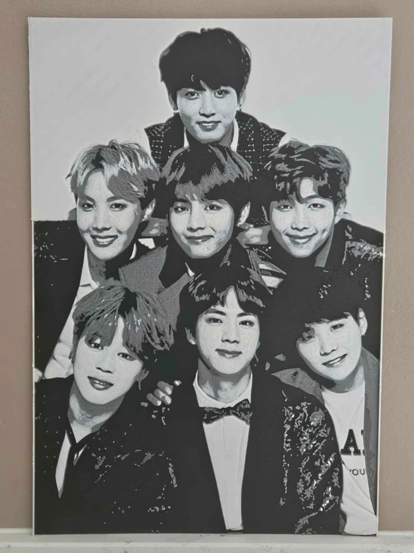 Grand Cadre BTS – Portrait Groupe complet – Déco Murale K-Pop Premium